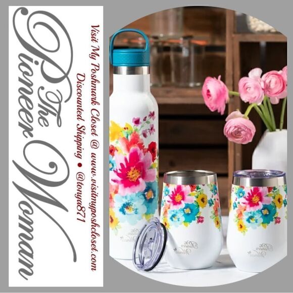 🦋 New Pioneer Woman Breezy Blossom Stainless Steel Tumbler & 2 Wine Tumblers - Picture 3 of 7